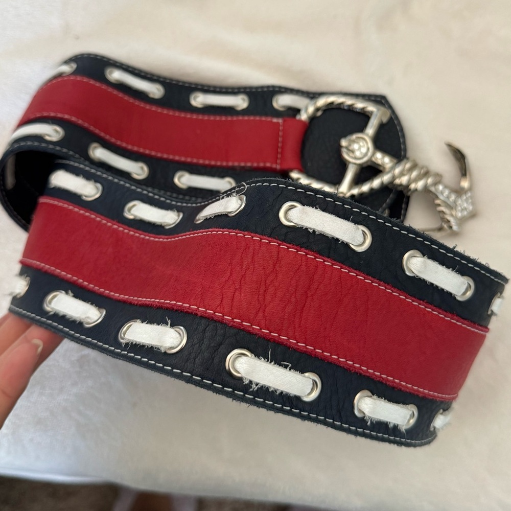 Leatherock Red and Blue Anchor Belt